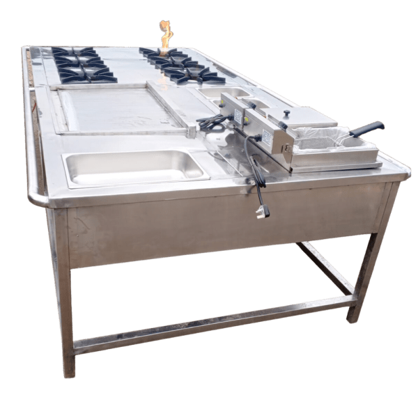 Combined Gas Range Jiko 6 Burner + Electric Griddle + Deep Fryer + Chips Dumper + Oven