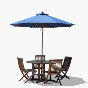 Outdoor Patio Furniture Set Table & 4 Chairs with Canvas Umbrella