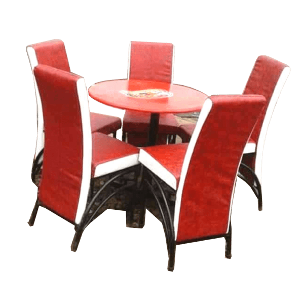 Restaurant Executive Round Table With 5 Red Chairs